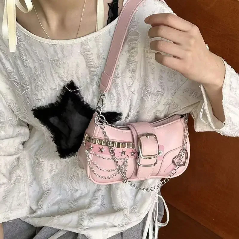 Luxury Y2K Bags - Tas Bahu Wanita Kulit PU Y2K