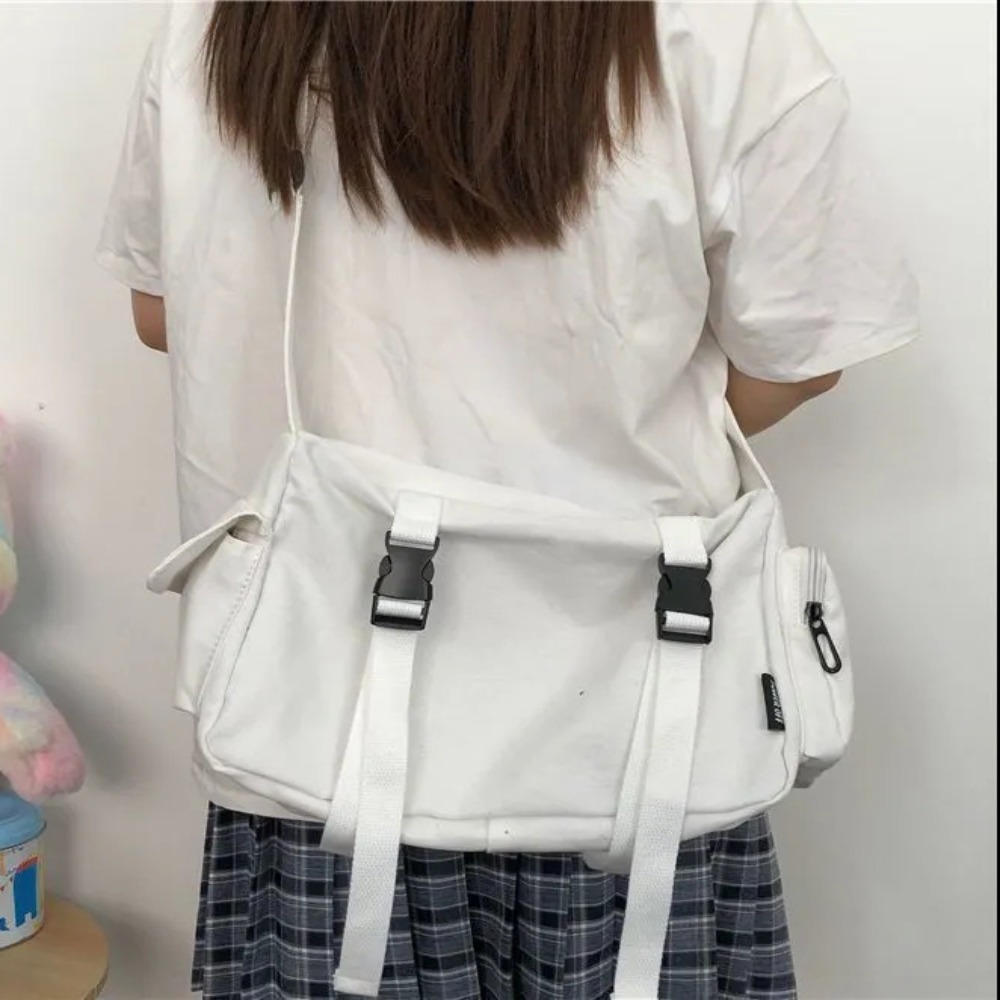 Canvas Tote Designer - Tas selempang hitam wanita desain kantong