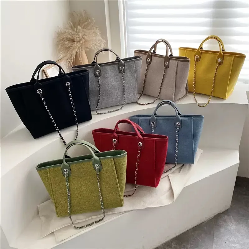 Canvas Tote Designer - Tas Tote Rantai Selempang Bahu Kapasitas