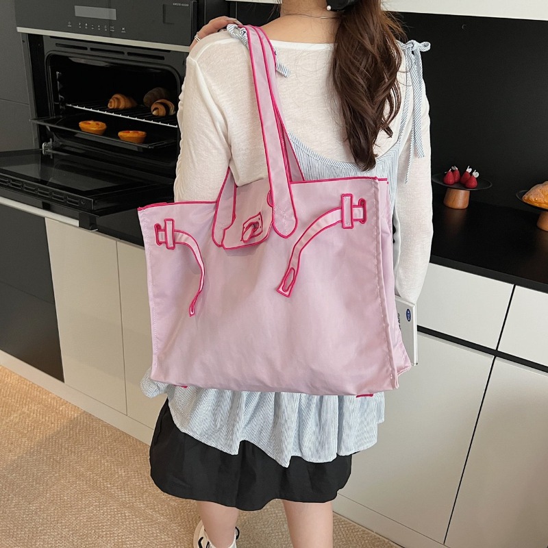 Tas Bahu Nylon Ringan Desain L - Canvas Tote Designer ulasan dan harga