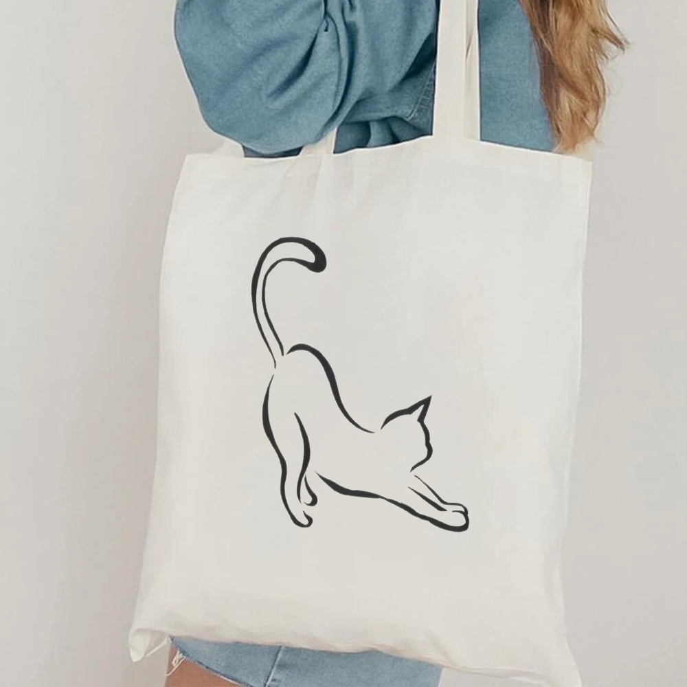 Tas Tote Kanvas Seni Garis Kuc - Canvas Tote Designer ulasan dan harga