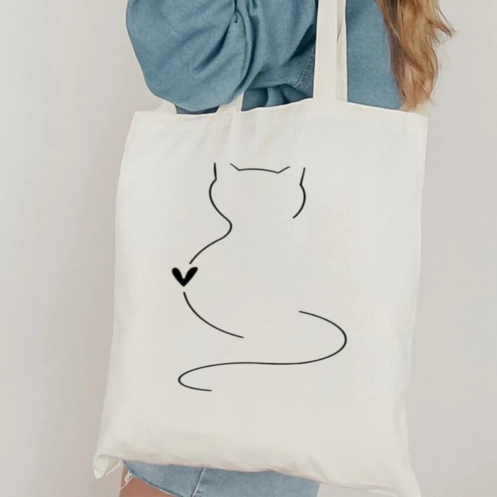 Tas Tote Kanvas Seni Garis Kuc - Canvas Tote Designer ulasan dan harga