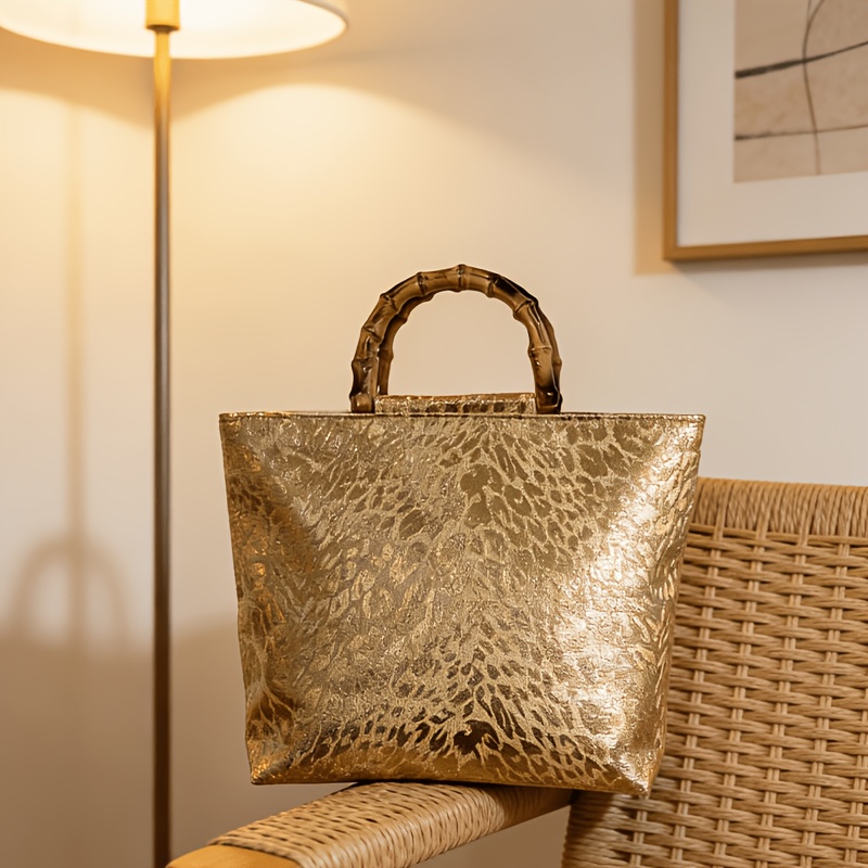 Tas tote jacquard daun emas me - Luxury Bags Reseller ulasan dan harga