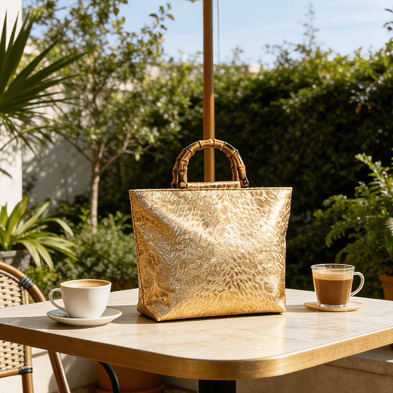 Tas tote jacquard daun emas me - Luxury Bags Reseller ulasan dan harga